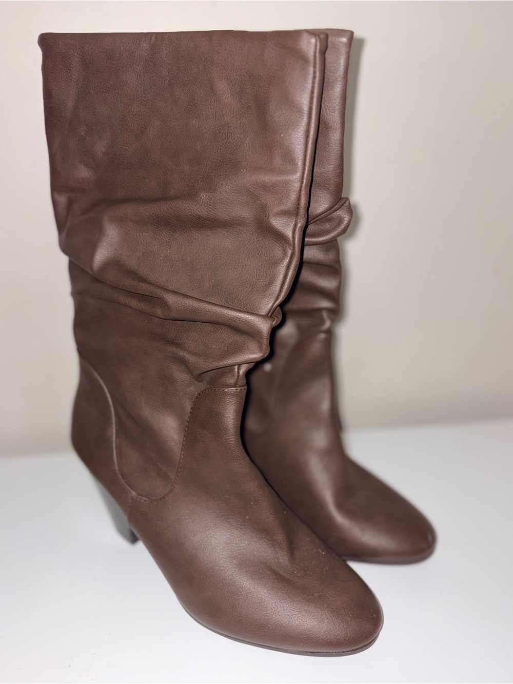 XOXO Brown Slouch Knee-High Heeled Boots